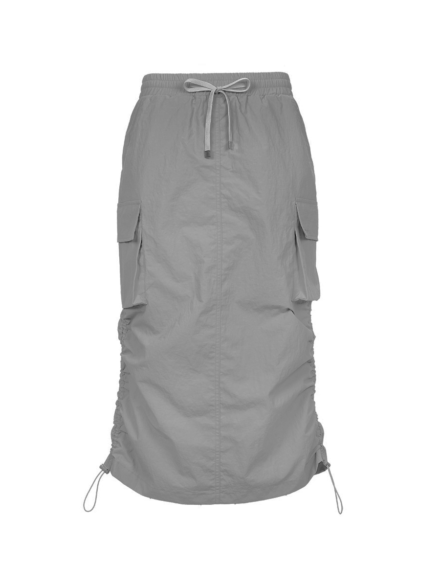 Shirring nylon skirt (gray)