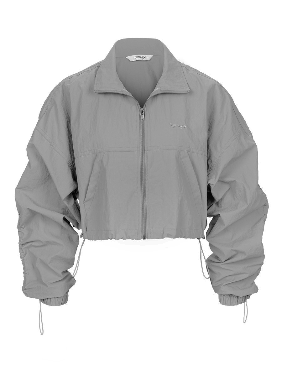 Shirring nylon zip-up (gray)