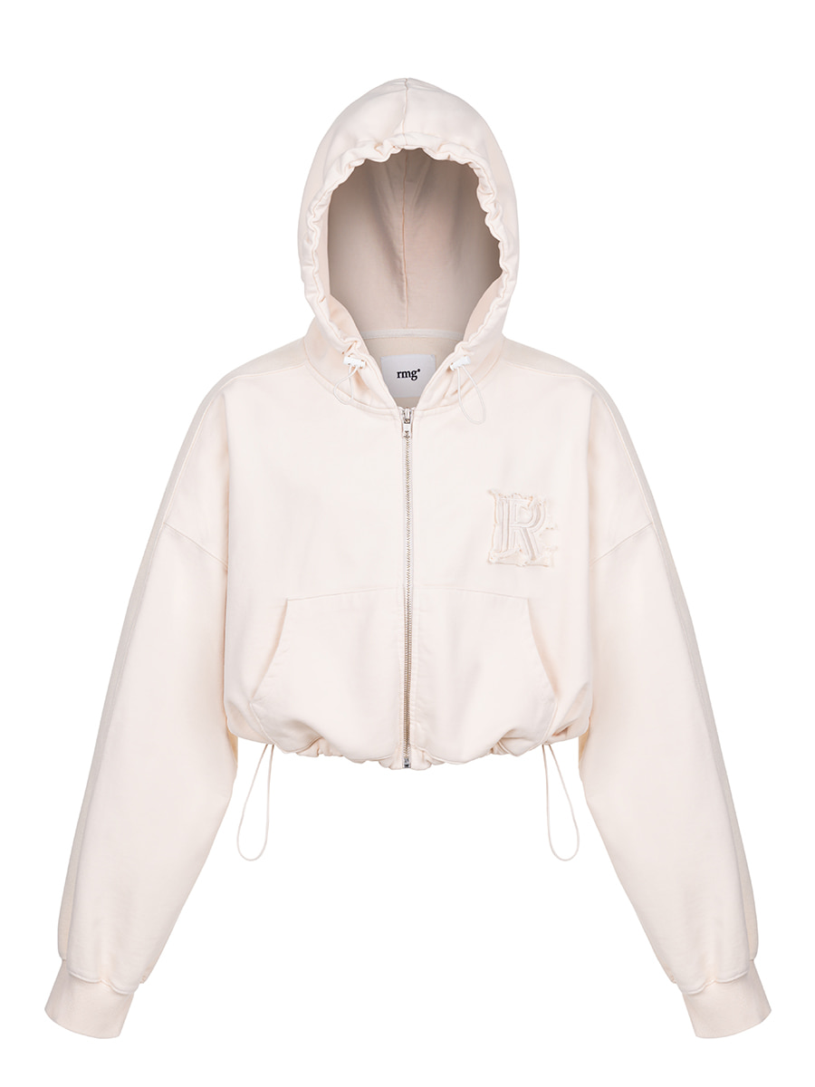 Patch Worked Crop Hoodie (Ivory)
