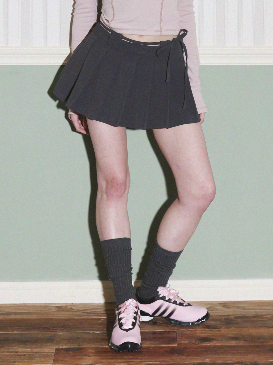 Ribbon Flare Skirt (Charcoal)